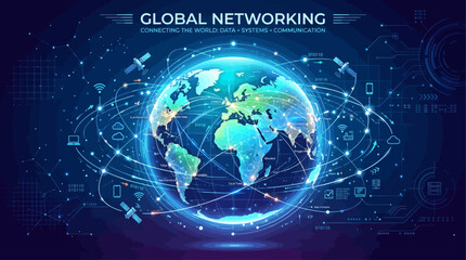 Digital World Map Network Infrastructure Representing Global Data Communication and Cyber Connectivity Systems © john