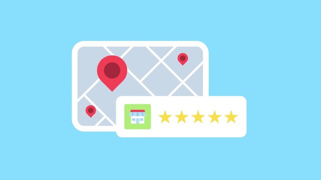 Digital marketing based on location with customer ratings motion graphic