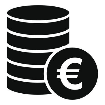 Euro currency coins stack icon symbol graphic design element icon