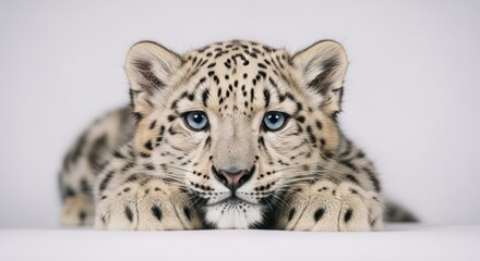 Fototapeta premium Adorable Snow Leopard Cub with Striking Blue Eyes.