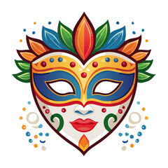 Fototapeta premium Colorful Carnival Mask with Feathers and Jewels