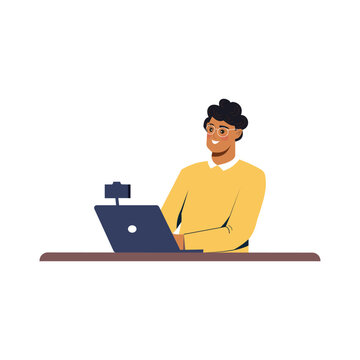 Person Using Laptop on Floor with Casual Clothing and Hat in Bright Indoor Setting
