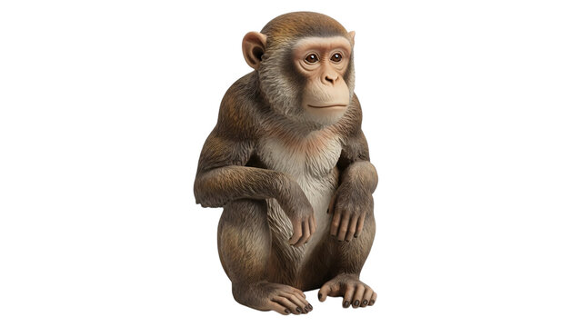 Small monkey sitting on its hinds looking up at the black background.