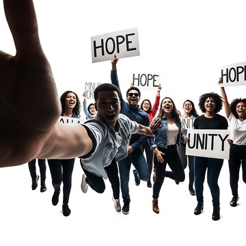 Hope and Unity Rally Group Jumping for Change.