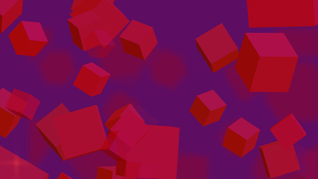 Abstract floating red cubes creating a vibrant futuristic geometric background
