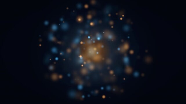 Quantum Realm Visualization with Glowing Golden Particles