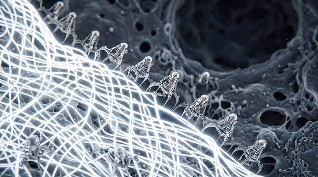 Highly detailed glowing digital DNA double helix model on abstract science background