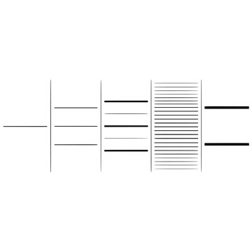 Progression of Horizontal Black Lines Within Five Distinct Vertical Panels, Abstract Graphic Design Element