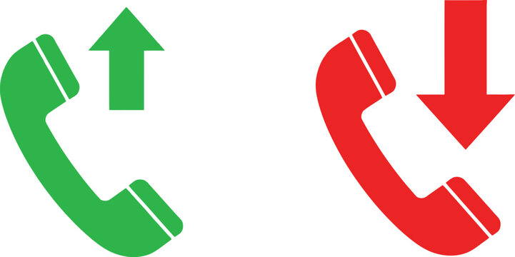 Green outgoing and red incoming phone call icons with arrows