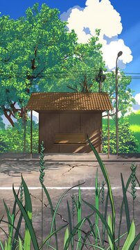 Sunny Japanese Countryside Bus Stop &ndash; Summer Loop 4K