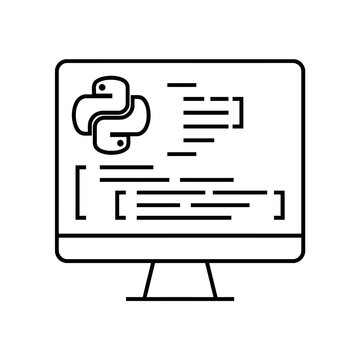 Python Source Code Window Outline Vector Icon
