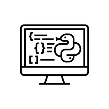 Python Programming Monitor Line Icon Vector Illustration
