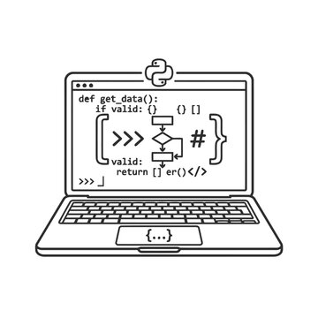 Python Algorithm Flowchart Coding Laptop Vector
