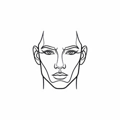 Obraz premium Minimalist Line Art Drawing of a Womans Face with Sharp Features.