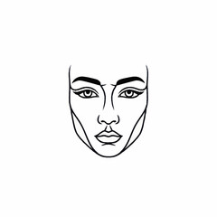 Obraz premium Minimalist Line Art Drawing of a Womans Face with Defined Features.