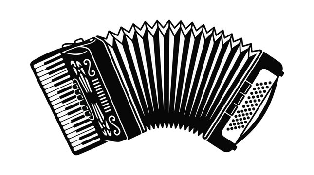 Accordion musical instrument silhouette isolated on white background vector