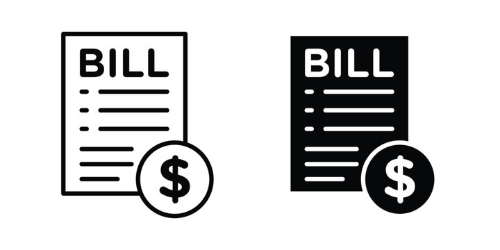 Billing icon set modern line, solid style collection