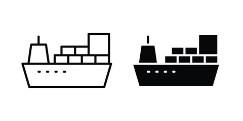 Cargo ship icon set modern line, solid style collection © David