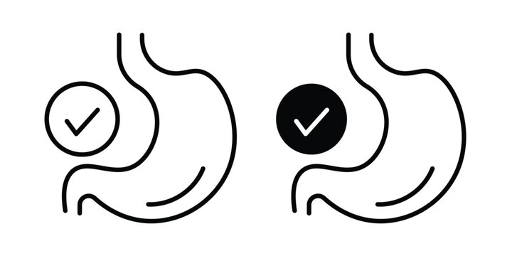 Digestion icon set modern line, solid style collection