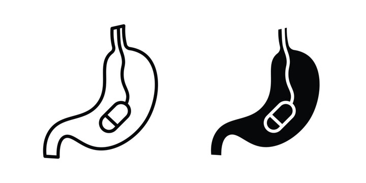 Endoscopy icon set modern line, solid style collection