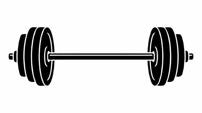 A black and white illustration of a barbell with weights on both sides. This symbol represents strength training and fitness