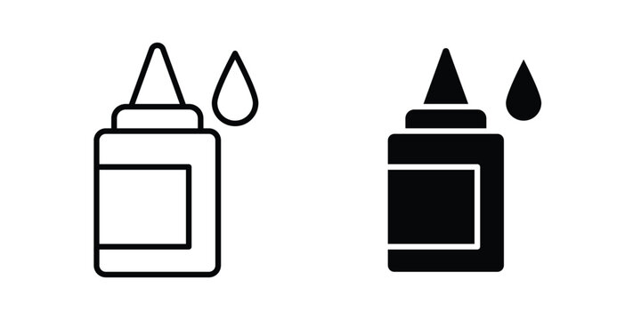 Glue icon set modern line, solid style collection