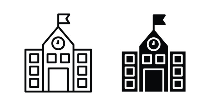 High School icon set modern line, solid style collection