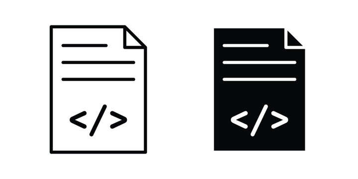 HTML script icon set modern line, solid style collection