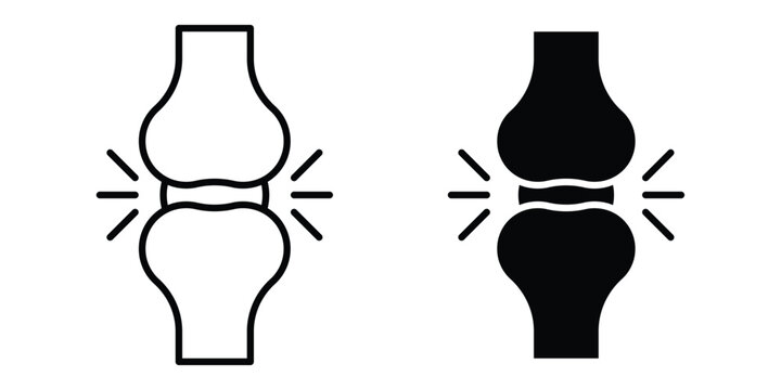 Human knee bone joint icon set modern line, solid style collection
