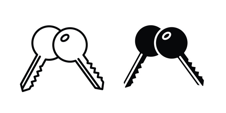 Keys icon set modern line, solid style collection