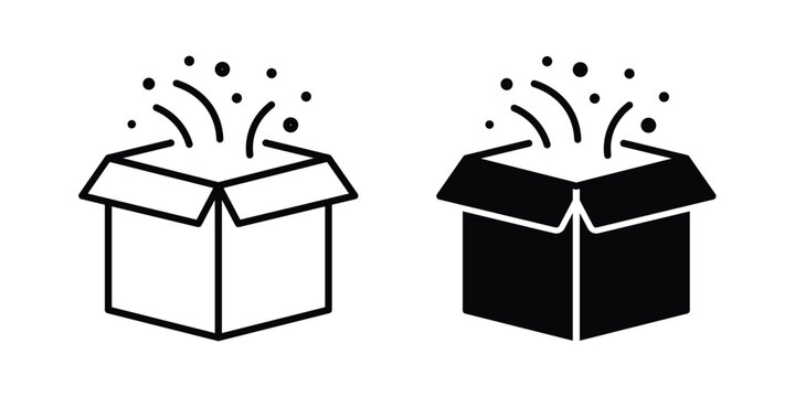 Magic box icon set modern line, solid style collection