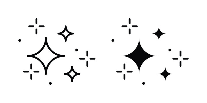 Magic stars icon set modern line, solid style collection