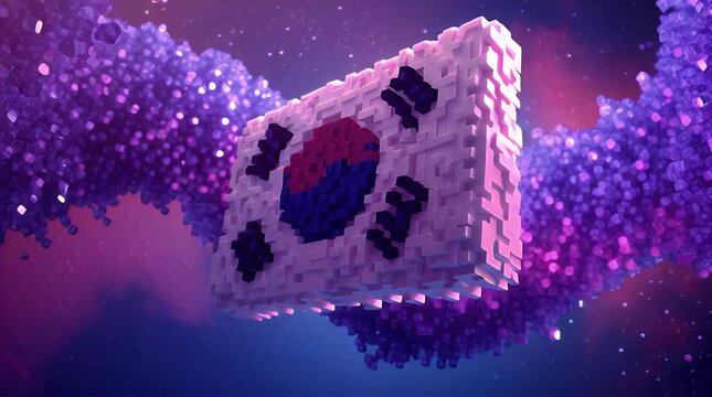 Floating Card Block with Heart Icon in Vibrant Cosmic Forest