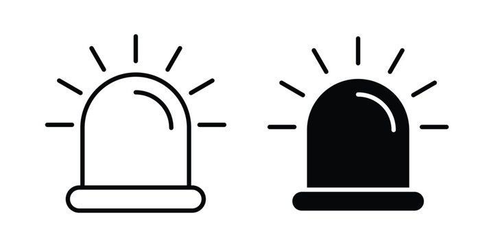 Siren icon set modern line, solid style collection
