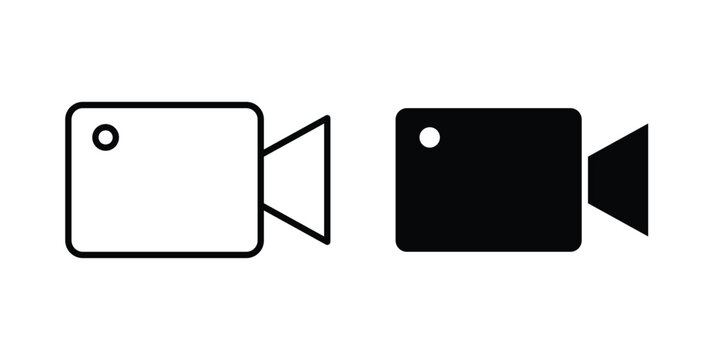Video call icon set modern line, solid style collection