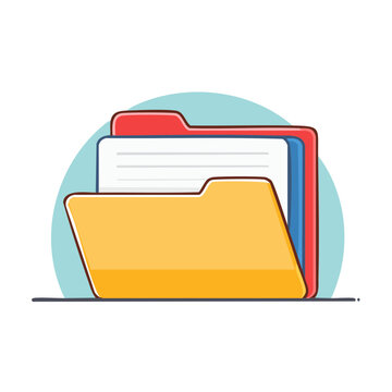Stacked folders with tabs, flat vector icon