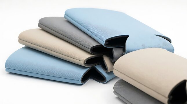 Stack of colorful foam drink coolie sleeves for cans and bottles for outdoor summer party and events. koozie template