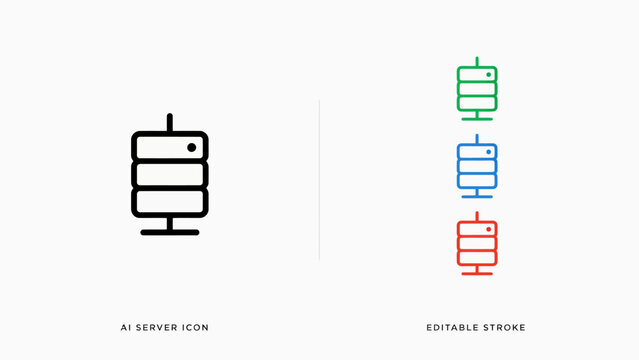 Modern server icon with editable colored stroke for graphic design projects . Editable stroke.