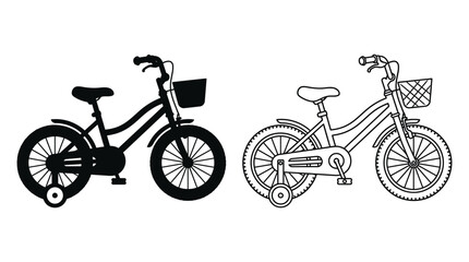 Fototapeta premium Children s Bicycle Illustration Black And White Line Art