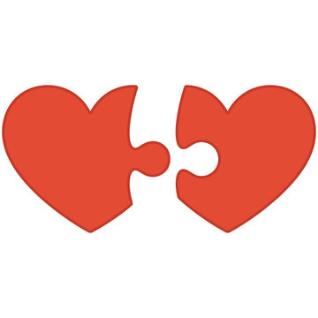 Red heart puzzle pieces representing love and connection concept with connection