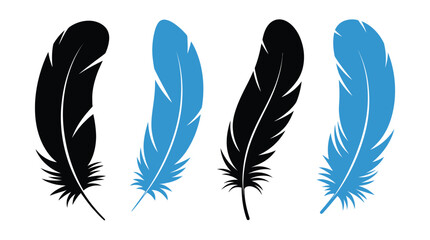 Abstract feather vector set featuring decorative bird plume silhouettes for branding, boho art and nature themes. © Sweet Dream