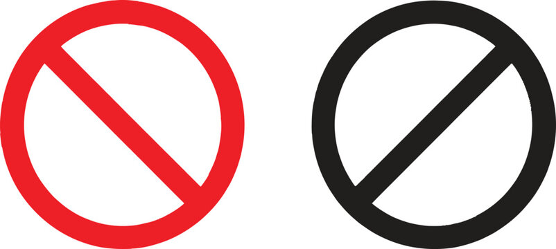 Red and black prohibition signs or no entry circle icons