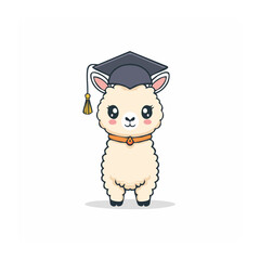 Fototapeta premium Cute Alpaca in Graduation Cap and Gown