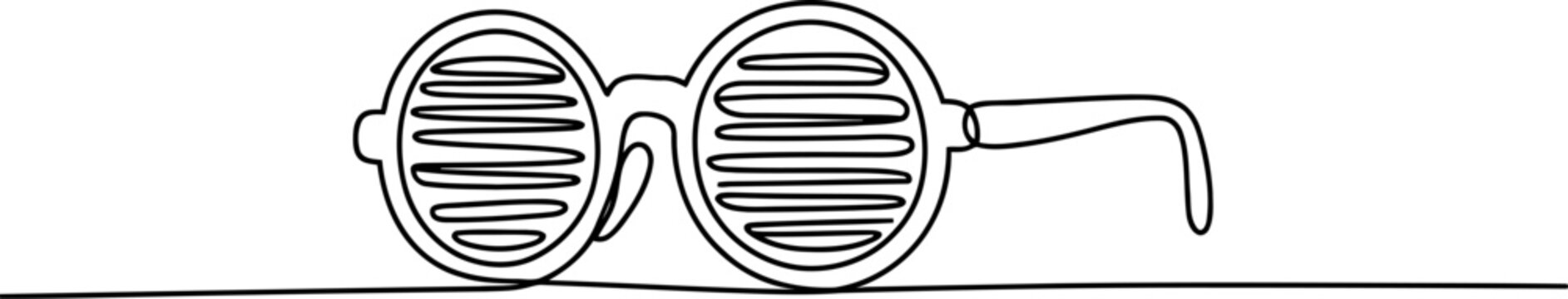 Round Shutter Style Sunglasses With Black Outline On White Background