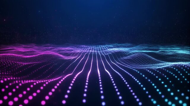 Abstract light trails forming geometric patterns in dark space