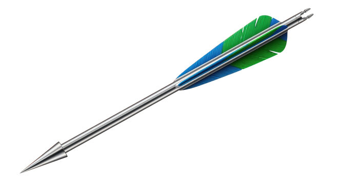 a dart with a blue and green barrel
