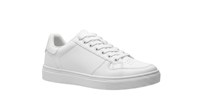 a white sneaker with a thick sole and laces