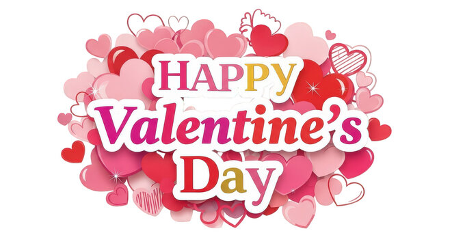 happy valentine's day message with colorful hearts