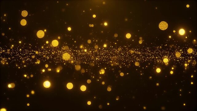 golden fireflies swarm in dark night sky timelapse