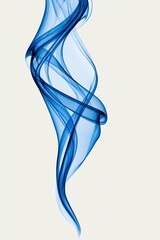 Fototapeta premium Abstract elegant flowing curved blue translucent wavy ribbon on plain light beige background soft smoke wave design for creative projects